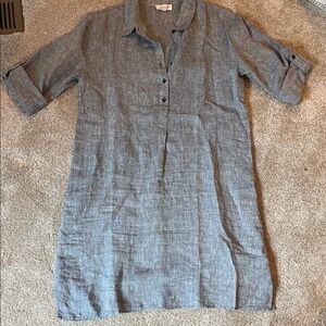 Casual Gray Linen Dress
